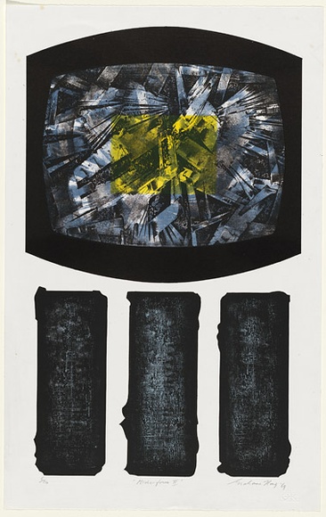 Artist: b'King, Grahame.' | Title: b'Microform II' | Date: 1969 | Technique: b'lithograph, printed in colour, from three stones [or plates]'