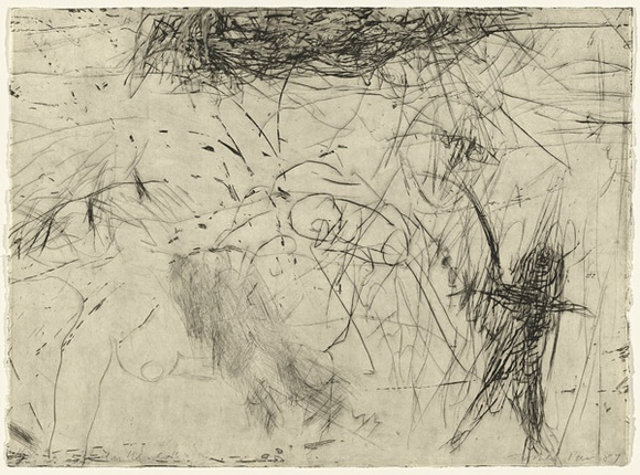 Artist: b'PARR, Mike' | Title: b'Solar winds 5.' | Date: 1989 | Technique: b'drypoint, printed in black ink with plate-tone, from one copper plate' Artist: b'PARR, Mike' | Title: b'Solar winds 5.' | Date: 1989 | Technique: b'drypoint, printed in black ink with plate-tone, from one copper plate'