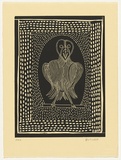 Artist: b'Cherel, Kumanjayi (Butcher).' | Title: b'Owl' | Date: 1994, October-November | Technique: b'linocut, printed in black ink, from one block'
