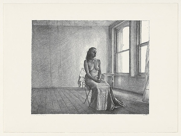 Artist: b'Dunlop, Brian.' | Title: b'With seated figure' | Date: c1984 | Technique: b'lithograph, printed in black ink, from one stone' Artist: b'Dunlop, Brian.' | Title: b'With seated figure' | Date: c1984 | Technique: b'lithograph, printed in black ink, from one stone'