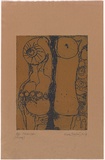 Artist: Hodgkinson, Frank. | Title: Personages | Date: 1971 | Technique: softground-etching and aquatint, printed in black and yellow ink, from one plate