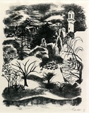 Artist: b'Wall, Edith.' | Title: b'Treasury Gardens.' | Date: (1950's) | Technique: b'lithograph, printed in black ink, from one plate' | Copyright: b'Courtesy of the artist'