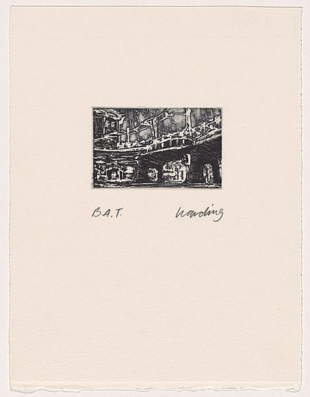 Artist: b'Harding, Nicholas.' | Title: b'Untitled (Central Railway).' | Date: 2002 | Technique: b'open-bite and aquatint, printed in black ink, from one plate' Artist: b'Harding, Nicholas.' | Title: b'Untitled (Central Railway).' | Date: 2002 | Technique: b'open-bite and aquatint, printed in black ink, from one plate'