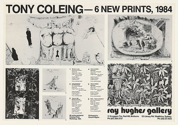 Artist: b'COLEING, Tony' | Title: b'Tony Coleing - 6 new prints, 1984' | Date: 1984 | Technique: b'offset-lithograph, printed in black ink, from multiple plates' Artist: b'COLEING, Tony' | Title: b'Tony Coleing - 6 new prints, 1984' | Date: 1984 | Technique: b'offset-lithograph, printed in black ink, from multiple plates'