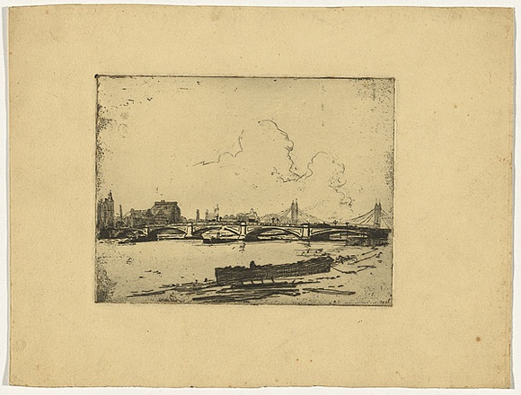 Artist: b'Bell, George..' | Title: b'(The Thames).' | Date: c.1912 | Technique: b'etching, printed in black ink, from one plate' Artist: b'Bell, George..' | Title: b'(The Thames).' | Date: c.1912 | Technique: b'etching, printed in black ink, from one plate'