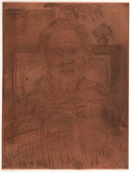 Artist: b'BOYD, Arthur' | Title: b'Plate 49: Old woman holding a pot.' | Date: 1960-70 | Technique: b'etched plate' | Copyright: b'This work appears on screen courtesy of Bundanon Trust' Artist: b'BOYD, Arthur' | Title: b'Plate 49: Old woman holding a pot.' | Date: 1960-70 | Technique: b'etched plate' | Copyright: b'This work appears on screen courtesy of Bundanon Trust'