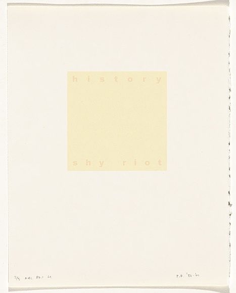 Artist: b'Burgess, Peter.' | Title: b'history: shy riot.' | Date: 2001 | Technique: b'computer generated inkjet prints, printed in colour, from digital files' Artist: b'Burgess, Peter.' | Title: b'history: shy riot.' | Date: 2001 | Technique: b'computer generated inkjet prints, printed in colour, from digital files'