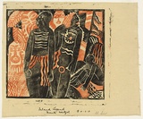 Artist: Weitzel, Frank. | Title: Island legend | Date: c.1930 | Technique: linocut, printed in colour, from two blocks (black and warm reddish bown inks)