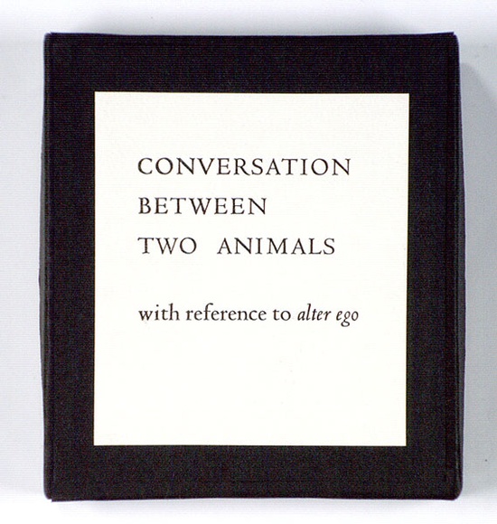 Artist: b'Drummond, Andrew.' | Title: b'Conversation between two animals - with reference to alter ego.' | Date: 1978 | Copyright: b'\xc2\xa9 Andrew Drummond' Artist: b'Drummond, Andrew.' | Title: b'Conversation between two animals - with reference to alter ego.' | Date: 1978 | Copyright: b'\xc2\xa9 Andrew Drummond'