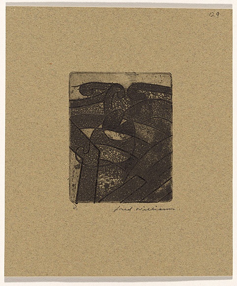 Artist: b'WILLIAMS, Fred' | Title: b'Little fish under water' | Date: 1961 | Technique: b'etching, aquatint and engraving, printed in black ink, from one copper plate' | Copyright: b'\xc2\xa9 Fred Williams Estate' Artist: b'WILLIAMS, Fred' | Title: b'Little fish under water' | Date: 1961 | Technique: b'etching, aquatint and engraving, printed in black ink, from one copper plate' | Copyright: b'\xc2\xa9 Fred Williams Estate'