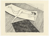 Artist: Brack, John. | Title: Nude on bed. | Date: 1972 | Technique: lithograph, printed in black ink, from one stone [or plate] | Copyright: © Helen Brack