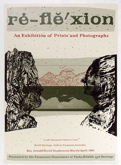 Artist: b'ARNOLD, Raymond' | Title: b'Re-flexion. An exhibition of prints and photographs...Ray Arnold / David Stephenson.' | Date: 1991 | Technique: b'screenprint, printed in colour, from multiple stencils' Artist: b'ARNOLD, Raymond' | Title: b'Re-flexion. An exhibition of prints and photographs...Ray Arnold / David Stephenson.' | Date: 1991 | Technique: b'screenprint, printed in colour, from multiple stencils'