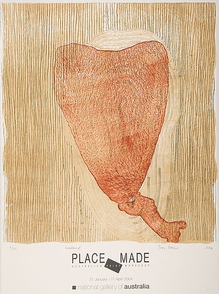 Artist: b'Watson, Judy.' | Title: b'Heartwood' | Date: 2004 | Technique: b'lithograph, printed in colour, from four aluminium plates' | Copyright: b'\xc2\xa9 Judy Watson. Licensed by VISCOPY, Australia' Artist: b'Watson, Judy.' | Title: b'Heartwood' | Date: 2004 | Technique: b'lithograph, printed in colour, from four aluminium plates' | Copyright: b'\xc2\xa9 Judy Watson. Licensed by VISCOPY, Australia'