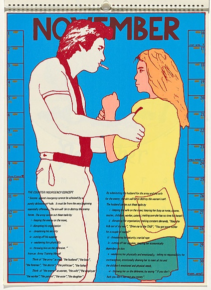 Artist: b'Morrow, David.' | Title: b'November' | Date: 1984 | Technique: b'screenprint, printed in colour, from multiple stencils' Artist: b'Morrow, David.' | Title: b'November' | Date: 1984 | Technique: b'screenprint, printed in colour, from multiple stencils'