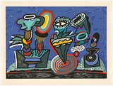 Artist: LANCELEY, Colin | Title: New England night | Date: 1995 | Technique: screenprint, printed in colour, from multiple stencils | Copyright: Courtesy of the artist