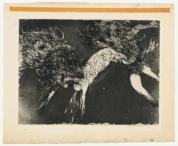 Artist: b'BOYD, Arthur' | Title: b'Wrestling figures (Elektra backdrop).' | Date: 1962-63 | Technique: b'etching, printed in black ink, from one plate' | Copyright: b'Reproduced with permission of Bundanon Trust' Artist: b'BOYD, Arthur' | Title: b'Wrestling figures (Elektra backdrop).' | Date: 1962-63 | Technique: b'etching, printed in black ink, from one plate' | Copyright: b'Reproduced with permission of Bundanon Trust'