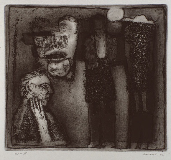 Artist: b'Anceschi, Eros.' | Title: b'Music lovers dream' | Date: 1992 | Technique: b'etching, aquatint and roulette, printed in black ink, from one plate' Artist: b'Anceschi, Eros.' | Title: b'Music lovers dream' | Date: 1992 | Technique: b'etching, aquatint and roulette, printed in black ink, from one plate'
