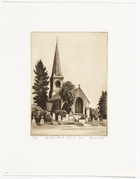 Artist: b'PLATT, Austin' | Title: b'St Johns Church, Canberra' | Date: 1945 | Technique: b'lithograph, printed in black ink, from one stone' Artist: b'PLATT, Austin' | Title: b'St Johns Church, Canberra' | Date: 1945 | Technique: b'lithograph, printed in black ink, from one stone'