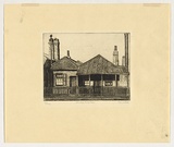 Artist: URE SMITH, Sydney | Title: Old cottages, Princes Street | Date: 1920, after | Technique: etching, printed in black ink, from one plate