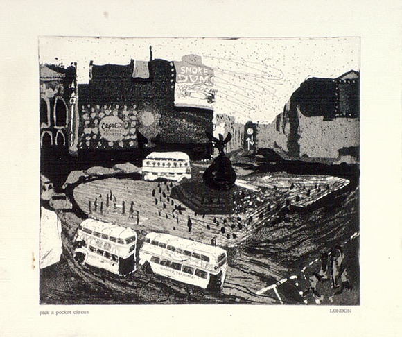 Artist: b'Moore, Mary.' | Title: b'Pick-A-Pocket, Circus, London' | Date: 1980 | Technique: b'aquatint and etching with brush and ink' | Copyright: b'\xc2\xa9 Mary Moore' Artist: b'Moore, Mary.' | Title: b'Pick-A-Pocket, Circus, London' | Date: 1980 | Technique: b'aquatint and etching with brush and ink' | Copyright: b'\xc2\xa9 Mary Moore'