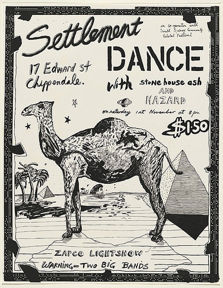 Artist: b'WORSTEAD, Paul' | Title: b'Settlement Dance.' | Date: 1975 | Technique: b'screenprint, printed in black ink, from one stencil' | Copyright: b'This work appears on screen courtesy of the artist' Artist: b'WORSTEAD, Paul' | Title: b'Settlement Dance.' | Date: 1975 | Technique: b'screenprint, printed in black ink, from one stencil' | Copyright: b'This work appears on screen courtesy of the artist'