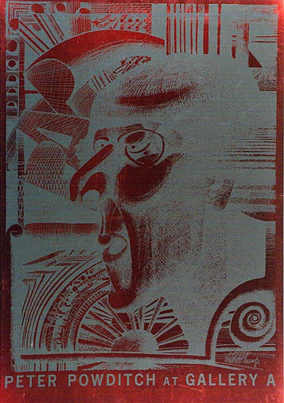 Artist: Sharp, Martin. | Title: Peter Powditch at Gallery A. | Date: c.1972 | Technique: screenprint, printed in colour, from one stencil