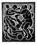 Artist: Hawkins, Weaver. | Title: Football struggle | Date: 1962 | Technique: linocut, printed in black ink, from one block | Copyright: The Estate of H.F Weaver Hawkins