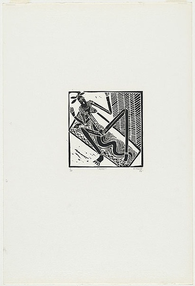 Artist: b'Meeks, Arone Raymond.' | Title: b'Mimi' | Date: 1984 | Technique: b'linocut, printed in black ink, from one block' Artist: b'Meeks, Arone Raymond.' | Title: b'Mimi' | Date: 1984 | Technique: b'linocut, printed in black ink, from one block'