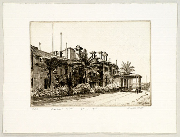 Artist: b'PLATT, Austin' | Title: b'Cranbrook School, Sydney' | Date: 1936 | Technique: b'etching, printed in black ink, from one plate' Artist: b'PLATT, Austin' | Title: b'Cranbrook School, Sydney' | Date: 1936 | Technique: b'etching, printed in black ink, from one plate'