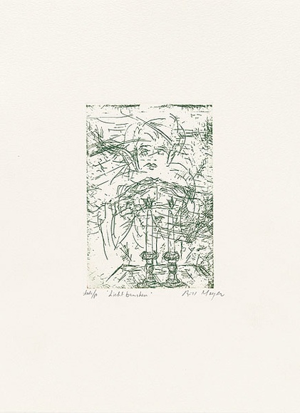 Artist: b'MEYER, Bill' | Title: b'Licht benschen' | Date: 1992 | Technique: b'etching, printed in green ink, from one zinc plate' | Copyright: b'\xc2\xa9 Bill Meyer' Artist: b'MEYER, Bill' | Title: b'Licht benschen' | Date: 1992 | Technique: b'etching, printed in green ink, from one zinc plate' | Copyright: b'\xc2\xa9 Bill Meyer'