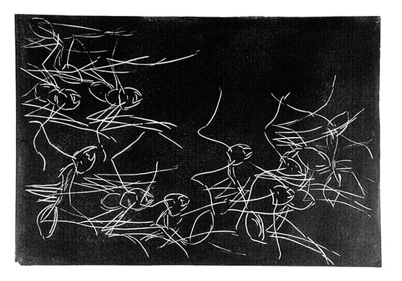 Artist: b'Buckley, Sue.' | Title: b'Soldier ants.' | Date: 1961 | Technique: b'linocut, printed in black ink, from one block' | Copyright: b'This work appears on screen courtesy of Sue Buckley and her sister Jean Hanrahan' Artist: b'Buckley, Sue.' | Title: b'Soldier ants.' | Date: 1961 | Technique: b'linocut, printed in black ink, from one block' | Copyright: b'This work appears on screen courtesy of Sue Buckley and her sister Jean Hanrahan'