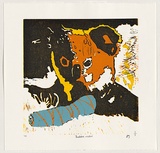 Title: Bushfire victim | Date: c.2009 | Technique: linocut, printed in colour, from multiple blocks