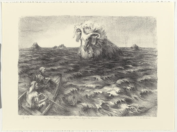 Artist: b'Mortensen, Kevin.' | Title: b'The fourth day, when apparitions begin to appear' | Date: 1994 | Technique: b'lithograph, printed in black ink, from one stone' | Copyright: b'\xc2\xa9 Kevin Mortensen' Artist: b'Mortensen, Kevin.' | Title: b'The fourth day, when apparitions begin to appear' | Date: 1994 | Technique: b'lithograph, printed in black ink, from one stone' | Copyright: b'\xc2\xa9 Kevin Mortensen'