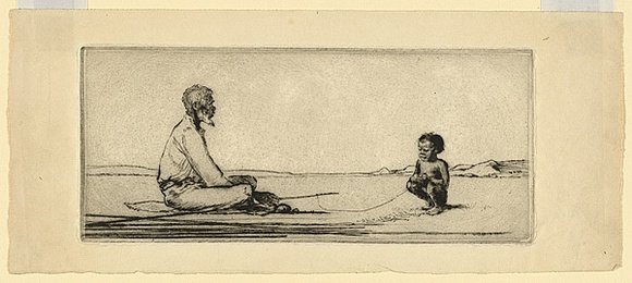 Artist: b'Darbyshire, Beatrice.' | Title: b'The spearmakers.' | Date: c.1934 | Technique: b'etching and drypoint, printed in black ink, from one copper plate' Artist: b'Darbyshire, Beatrice.' | Title: b'The spearmakers.' | Date: c.1934 | Technique: b'etching and drypoint, printed in black ink, from one copper plate'