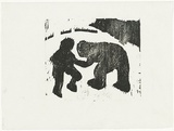 Artist: MADDOCK, Bea | Title: Fighting figures | Date: 1963 | Technique: relief-etching, from one copper plate; woodcut, from three blocks