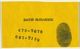 Artist: McDiarmid, David. | Title: Business card: David McDiarmid | Date: 1985 | Technique: rubber stamp