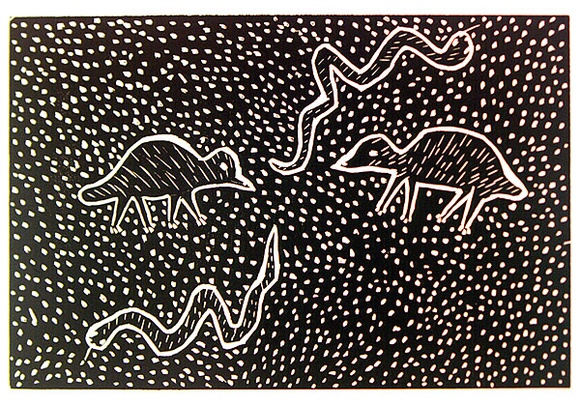 Artist: b'Petyarre, Wendy.' | Title: b'not titled [No.1]' | Date: 1990 | Technique: b'woodcut, printed in black ink, from one block'