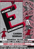 Artist: b'REDBACK GRAPHIX' | Title: b'Women in engineering career seminar.' | Date: 1989 | Technique: b'offset-lithograph, printed in colour, from multiple plates'