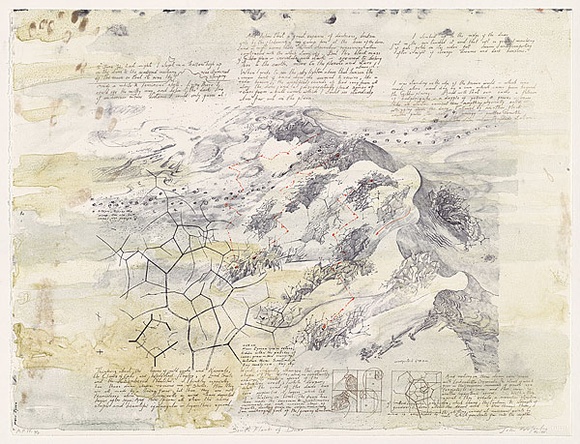 Artist: b'Wolseley, John.' | Title: b'South flank of dune' | Date: 1992 - 1993 | Technique: b'lithograph, printed in colour, from four stones' | Copyright: b'\xc2\xa9 John Wolseley. Licensed by VISCOPY, Australia' Artist: b'Wolseley, John.' | Title: b'South flank of dune' | Date: 1992 - 1993 | Technique: b'lithograph, printed in colour, from four stones' | Copyright: b'\xc2\xa9 John Wolseley. Licensed by VISCOPY, Australia'