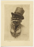 Artist: LINDSAY, Lionel | Title: King Billy | Date: 1918 | Technique: etching, roulette and burnishing, printed in brown ink with plate-tone, from one plate | Copyright: Courtesy of the National Library of Australia
