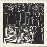 Title: Two people | Date: c.2008 | Technique: linocut, printed in black ink, from one block