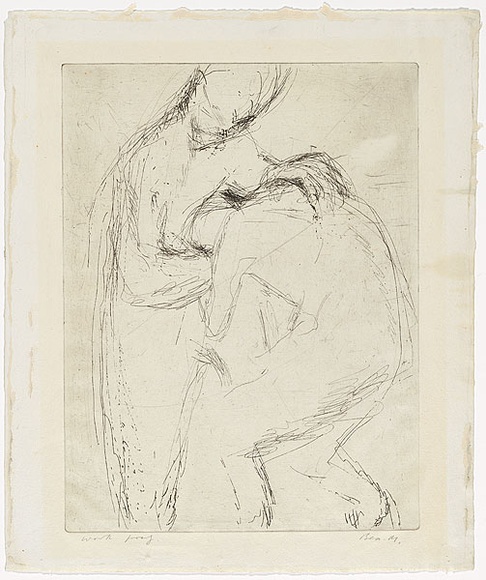 Artist: b'MADDOCK, Bea' | Title: b'Return of the prodigal' | Date: June 1961 | Technique: b'etching, printed in black ink, from one copper plate' Artist: b'MADDOCK, Bea' | Title: b'Return of the prodigal' | Date: June 1961 | Technique: b'etching, printed in black ink, from one copper plate'
