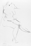 Artist: Powditch, Peter. | Title: not titled [seated female nude] | Date: c.1972 | Technique: lithograph, printed in black ink, from one plate