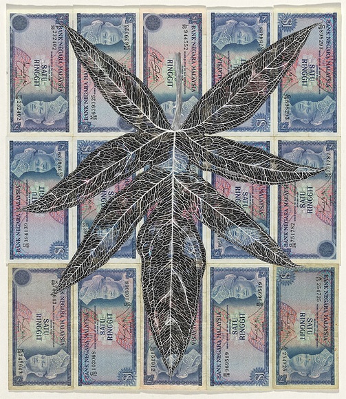 Artist: b'HALL, Fiona' | Title: b'Lasia spinosa (Malyasian currency)' | Date: 2000 - 2002 | Technique: b'gouache' | Copyright: b'\xc2\xa9 Fiona Hall' Artist: b'HALL, Fiona' | Title: b'Lasia spinosa (Malyasian currency)' | Date: 2000 - 2002 | Technique: b'gouache' | Copyright: b'\xc2\xa9 Fiona Hall'