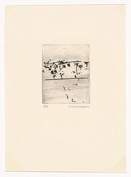 Artist: b'WILLIAMS, Fred' | Title: b'Hunter landscape' | Date: 1970 | Technique: b'etching, electric engraving and scraper, printed in black ink, from one Zinc plate' | Copyright: b'\xc2\xa9 Fred Williams Estate' Artist: b'WILLIAMS, Fred' | Title: b'Hunter landscape' | Date: 1970 | Technique: b'etching, electric engraving and scraper, printed in black ink, from one Zinc plate' | Copyright: b'\xc2\xa9 Fred Williams Estate'