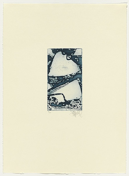 Artist: b'SCHMEISSER, Jorg' | Title: b'Double berg' | Date: 2002 | Technique: b'etching, printed in blue/black ink, from one plate' | Copyright: b'\xc2\xa9 J\xc3\xb6rg Schmeisser' Artist: b'SCHMEISSER, Jorg' | Title: b'Double berg' | Date: 2002 | Technique: b'etching, printed in blue/black ink, from one plate' | Copyright: b'\xc2\xa9 J\xc3\xb6rg Schmeisser'