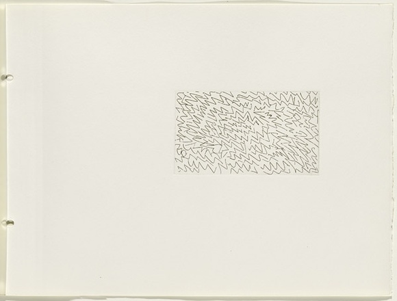 Artist: b'JACKS, Robert' | Title: b'not titled [abstract linear composition]. [leaf 10 : recto]' | Date: 1978 | Technique: b'etching, printed in black ink, from one plate'