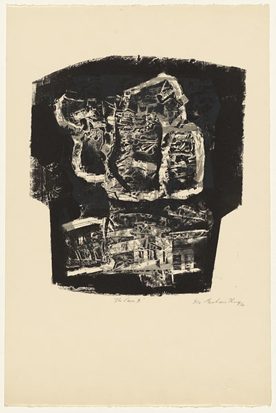 Artist: b'King, Grahame.' | Title: b'The Cave II' | Date: 1974 | Technique: b'lithograph, printed in colour, from two plates (black and grey)' Artist: b'King, Grahame.' | Title: b'The Cave II' | Date: 1974 | Technique: b'lithograph, printed in colour, from two plates (black and grey)'