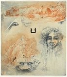 Title: Titlepage: Thinking of Ariadne | Date: 1991 | Technique: etching, printed in blue and orange ink, from one plate