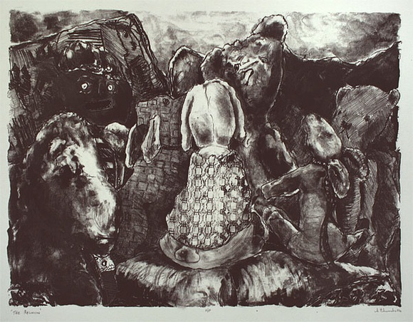 Artist: b'Edwards, Annette.' | Title: b'The reunion' | Date: 1984 | Technique: b'lithograph, printed in black ink, from one stone' Artist: b'Edwards, Annette.' | Title: b'The reunion' | Date: 1984 | Technique: b'lithograph, printed in black ink, from one stone'
